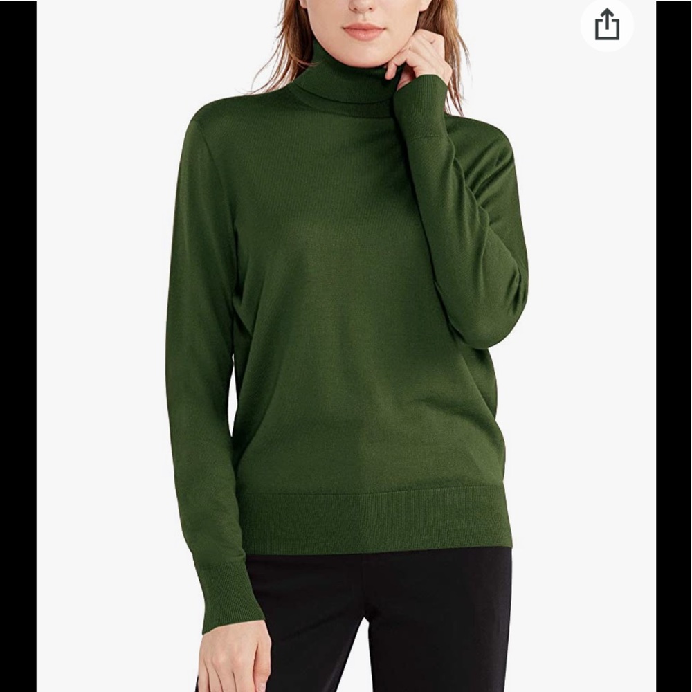Womens 100% Wool Turtleneck Sweater Lightweight High Neck Long Sleeve Knitwear